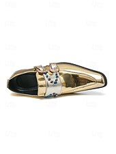 tanie Buty mnicha-Męskie fioletowe, lakierowane, skórzane mokasyny z podwójnym paskiem typu monk i akcentami z kryształków - eleganckie obuwie na luksusowe imprezy, wieczorowe stroje i wesela