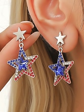  Vereinigte Staaten 250. Jubiläum Damen Legierung Amerikanische Flagge Ohrringe – Mehrere Stile – Perfekt für  Unabhängigkeitstagsfeierlichkeiten
