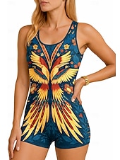 abordables Rash Guards de Una Pieza-Mujer Camiseta Protección Solar Surf Traje de surf de una pieza Traje de baño Boho Folk Cerrar con sujetador incorporado Acolchado extraíble Protección solar UV UPF50+ Utra ligero (UL) Sin Mangas