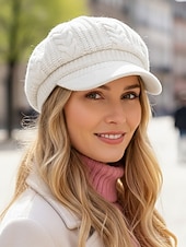 billige Damehatter-Strikket baseballcaps for kvinner med fleecefôr, flere farger, varm og koselig vinterlue