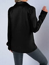 economico Bluse Semplici-Per donna Camicia Camicia in raso Camicia casual Blusa Bottoni Semplice Elegante Essenziale Classico Manica Lunga Colletto a Camicia Top Regolari Quotidiano Ferie Uscire Nero Bianco Rosso Blu Reale
