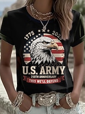 tanie Dzień Niepodległości Top-Dzień Niepodległości Amerykański Rocznicowy Patriotyczny Damska Koszulka T-Shirt Graficzna Flaga Narodowa Vintage Stylowa Klasyczna Krótki Rękaw Okrągły Dekolt Regularne Bluzki Codzienna Weekendowa
