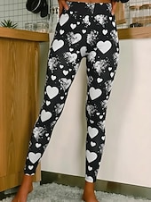 voordelige -Dames Leggings Gezellige leggings Vakantie Casual Volledige lengte Hoge taillePantsValentijnsdag Hart Grafisch Opdrukken Comfort Comfortabel Rekbaar Casual Dagelijks Vakantie Wit Blozend Roze Rood