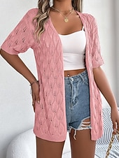 economico Bluse Semplici-Per donna Tunica Top estivi Blusa Top traforato Traforato Semplice Elegante Classico Moderno Manica Corta Top lunghi Quotidiano Ferie Uscire Bianco Rosa Cachi Estate Primavera