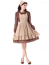  250e jubileum VS 19e eeuw jaren 1800 Prairiejurk Bonnet en schortset Lange Mouwen Pionier Meisje Koloniaal Pionier Onafhankelijkheidsoorlog Kostuum Dames Halloween Carnaval 4 juli Volwassenen Kleding