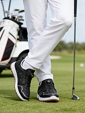 ieftine Încălțăminte de golf pentru bărbați-Pantofi de golf roșii pentru bărbați, parte superioară ușoară și respirabilă, talpă absorbantă de șocuri, stil atletic performant pentru terenuri de golf și sporturi în aer liber