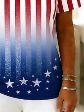  Giorno dell'Indipendenza Americana Per donna Maglietta Stampato Grafico A righe Elegante Classico Casual Manica Corta Girocollo Top Regolari Quotidiano Uscire Weekend Blu Estate Primavera