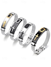 halpa Miesten korut-Miesten ruostumattomasta teräksestä valmistettu ristirannekoru – useita värivaihtoehtoja, kestävä ja tyylikäs, täydellinen rentoon ja arkeen