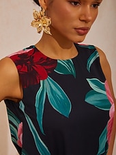 voordelige Bloemenjurken-Smaragdgroene rozentuin zwierige chiffon maxi-jurk