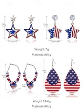  Vereinigte Staaten 250. Jubiläum Damen Legierung Amerikanische Flagge Ohrringe – Mehrere Stile – Perfekt für  Unabhängigkeitstagsfeierlichkeiten
