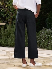 abordables Fondos-Mujer Pantalones con tacto de lino Perneras anchas Chinos Pantalones de verano Vacaciones Ropa de calle Básico Hasta el Tobillo Media cintura Plano Bolsillo Confortable Comodidad Rígido Diario