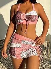 abordables Tankinis-Mujer Bañadores Tankini Falda Traje de baño Elegante Vacaciones Escote en Pico Sin Mangas Trajes de baño