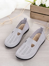 voordelige Platte damesschoenen-Paarse, ademende gebreide ballerina's voor dames met een brede pasvorm – lichtgewicht, elastische instapschoenen, minimalistische casual stijl voor wandelen, werk, reizen en dagelijks comfort.