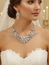 levne Svatba ACC-elegantní sada šperků se zeleným křišťálem – výrazný dámský náhrdelník a náušnice, luxusní svatební a párty doplňky