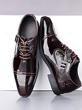 cheap Oxford Shoes-Men's Burgundy Faux Leather Monk Strap Shoes – Luxurious Design with Wingtip Detailing, Perfect for Weddings and Formal Celebrations