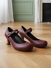 voordelige Mother of Bride/Groom-Women's White Mary Jane Wedding Shoes - Elegant Retro Mid-Heel Pumps with Scalloped Straps &amp; Comfortable Block Heel for Mother of the Bride, Indoor Church Ceremonies &amp; Formal Receptions