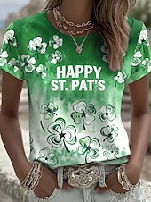 cheap St Patrick's T-shirts-St. Patrick's Day Women's T Shirt Animal Casual Short Sleeve Round Neck Regular Tops Daily Print Green Summer