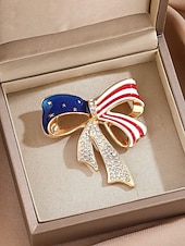 abordables Accessoires-Broche patriote en forme de nœud pour femmes du 250e anniversaire des États-Unis disponible en or et en argent en matériau allié parfait pour les célébrations de l'Amérique et du jour de