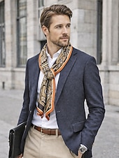 お買い得  メンズネクタイ＆蝶ネクタイ-メンズペイズリープリントスカーフ、マルチカラーパターンのポリエステル軽量ネックスカーフ、男性用のクラシックでエレガントなスタイル、普段着、ビジネスカジュアル、パーティー、季節のスタイリングに最適