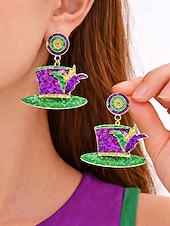 levne Příslušenství-Dámské náušnice s motivem Mardi Gras – materiál slitina, k dispozici v různých designech, ideální pro oslavy a festivaly Mardi Gras