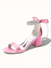 economico sposa-sandali da donna con tacco a blocco color argento, scarpe da sposa aperte con cinturino alla caviglia in cristallo per matrimoni in chiesa