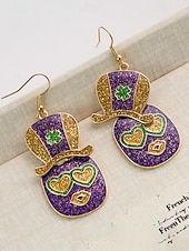 levne Příslušenství-Dámské náušnice s motivem Mardi Gras – materiál slitina, k dispozici v různých designech, ideální pro oslavy a festivaly Mardi Gras