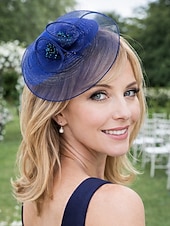 olcso Esküvő ACC-női poliészter kalap, többszínű virágos hálós koktél fejdísz, elegáns vintage stílus esküvőkre, esti vacsorákra, kerti partikra, versenyekre és hivatalos rendezvényekre