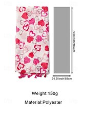 abordables Foulards pour femmes-Écharpe légère en polyester à imprimé cœurs avec pompons, douce et romantique, idéale pour la Saint-Valentin, les soirées en amoureux, le quotidien et les superpositions de saison.