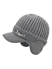 economico Cappelli da uomo-Cappello da uomo in maglia con paraorecchie – vari colori, materiale in maglia di poliestere, caldo e comodo per gli sport invernali e le attività all'aperto