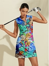 halpa Naisten golfvaatteet-Naisten golf mekko Taivaan sininen Hihaton Naisten Golfasut Vaatteet Asut Vaatteet