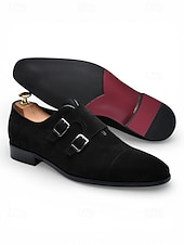 billiga Monk Shoes-Men's Formal Double Monk Strap Shoes – Elegant Leather Shoes for Weddings, Business Events and Formal Occasions