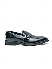 baratos Mocassins-Sapatos masculinos de couro envernizado rosa com fivela e detalhes em preto - sapatos sociais modernos para eventos sofisticados e casamentos.