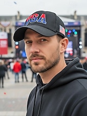  כובע בייסבול רקום לגברים של ארה"ב, רב צבעים, מתכוונן, מושלם לחגיגות 250 שנה ויום העצמאות של ארה"ב, עיצוב פטריוטי עם דגל ארה"ב