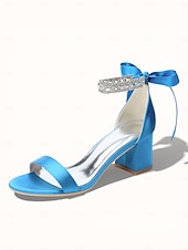 economico sposa-sandali da donna con tacco a blocco color argento, scarpe da sposa aperte con cinturino alla caviglia in cristallo per matrimoni in chiesa