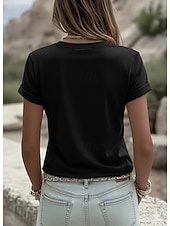 billige Uavhengighetsdag Topp-Uavhengighetsdag Amerikansk Jubileum Patriotisk Dame T-skjorte Grafisk Nasjonalflagg Vintage Stilfull Klassisk Kortermet Crew Neck Vanlige Topper Daglig Helg Print Svart Sommer Vår