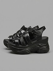 Χαμηλού Κόστους Αθλητικά Σανδάλια-Γυναικεία Causal Καθημερινά Περπάτημα Τεχνητό διαμάντι Πλατφόρμα Σφήνα Ανοικτή μύτη Αθλητικό Καθημερινό Μινιμαλισμός Φο Δέρμα Νάιλον ταινία Μαύρο Λευκό