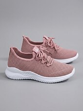 economico Sneakers da donna-scarpe da passeggio leggere bianche in Flyknit da donna: comode sneakers traspiranti con lacci, adatte per tutto il giorno, viaggi, fitness, lavoro e uscite informali