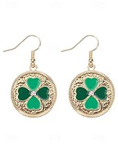 billiga Tillbehör-Damörhängen i legering med hängen till fest, St. Patrick's Day-motiv, flermönster med shamrock och pyssling, roliga festliga irländska smycken för högtidsfester, parader och festkläder