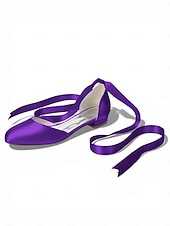 baratos Dama de honra-Sapatilhas femininas multicoloridas de cetim com amarração no tornozelo, elegantes sapatos de bico fino para damas de honra em casamentos ao ar livre no gramado.