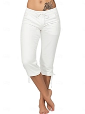 Χαμηλού Κόστους Απλό κολάν-Γυναικεία Κάπρι παντελόνια κινέζικα Κολάν Κομψό στυλ street Καθημερινό Μήκος μοσχάρι Μεσαία Μέση Σκέτο Κορδόνι Τσέπη Άνετα Άνεση Ελαστικό Καθημερινά ΕΞΩΤΕΡΙΚΟΥ ΧΩΡΟΥ Διακοπές