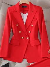 abordables Blazers et Costumes-Femmes Blazer Veste Décontractée Confortable Boutons Élégant Mode Occasionnel Couleur Unie Formel Tenue quotidienne Sortir Week-end Long Revers Cranté Coupe régulière manche longue Vêtements