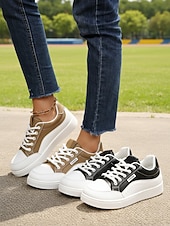 ieftine Adidași de Damă-Teniși negri cu platformă pentru femei – stil modern de stradă și pantofi confortabili cu șireturi pentru mers pe jos, călătorii, școală și purtare zilnică