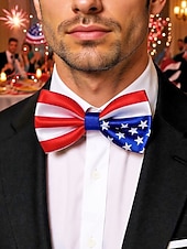 preiswerte Zubehör-Vereinigte Staaten 250. Jubiläum Herren patriotisches Krawatte  Fliege Set Polyester Amerikanische Flagge Design klassischer formeller Stil für USA Unabhängigkeitstag Paraden Partys  Feierlichkeiten