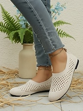 economico Ballerine da donna-scarpe slip-on da donna in Flyknit traforato azzurro cielo – design traspirante e leggero per passeggiate quotidiane, lavoro, shopping, viaggi e comfort casual