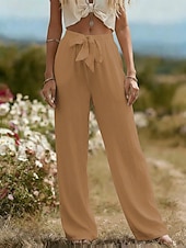 preiswerte Luxusunterteile-Damen-Sommerhose aus 100 % Baumwolle mit weitem Bein, Streetwear-Stil, lässig, lang, hoher Bund, schlicht, mit Tasche, hoch geschnitten, atmungsaktiv, weich, mikroelastisch, ideal für Urlaub, Alltag und Freizeit, in Schwarz, Weiß und Hellgrün