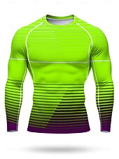 Недорогие Футболки и майки для бега-Муж. Футболка для бега Спортивная рубашка Фитнес-рубашка Рубашка тренировки Беговой верх Длинный рукав Футболка Футболка Лето Весна Осень Зима Геометрический принт UPF 50 Устойчивость к УФ УПФ 50