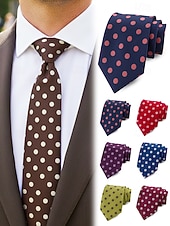 cheap Wedding Accessories-Men's Polyester Polka Dot Necktie, Multi-Color Classic Dot Pattern Tie, Elegant Slim Style for Groomsmen, Weddings, Formal Dinners, Banquets &amp; Business Events