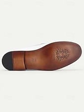 abordables Mocasines-Zapatos de boda blancos clásicos para hombre: diseño elegante, ajuste cómodo, perfectos para bodas y eventos formales.