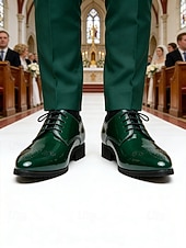 billige Derby-sko-Herresko i brogueskinn med vingetuppdesign, stilig bryllupssko, ideelt for forlovere og bryllupsgjester
