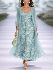 preiswerte Kunst &amp; Design Kleid-Damen Midikleid A Linie Kleid Urlaub Lässig Boho Normale Passform Ombre Grafik Dreiviertelarm V Ausschnitt Blau Hellrosa Rosa Leicht Blau Sommer Frühling Herbst Winter